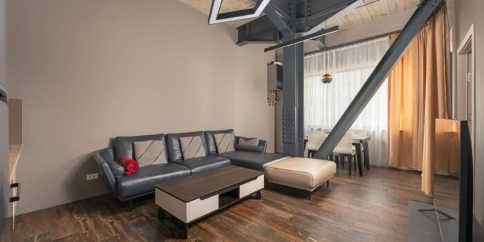 Living industrial modern al unui loft de la ArtHomes